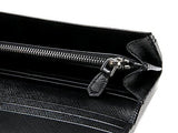 Wiberlux Prada Silver Triangle Logo Detail Flap Real Leather Long Wallet One Size Black