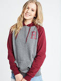 Varsity R Pullover Hoodie Grey/Maroon M Tops Sweatshirts Maroon/Grey