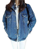 Fashion Juniors Long Sleeve Loose Cowboy Bf Denim Jacket Coat With Pockets