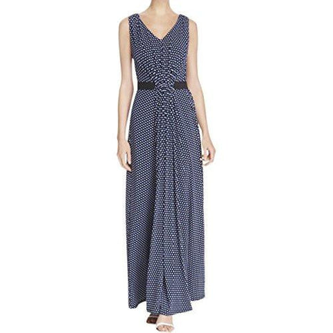 Michael Michael Kors Matte Jersey Printed Maxi Dress Blue Xs