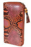 Python Snakeskin Bamboo Zip Around Wallet Vibrant Orange