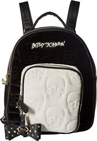 Quilted Winged Heart Backpack Black Cream Backpack