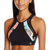 Recreation Pop Camo Mesh Back Cut Out Detailed Sports Bra, Multi, S