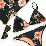 Pxmoda Floral Printed Bikini Sexy Beach Swimsuit S Black