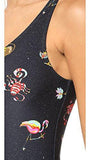 One Shoulder Maillot Swimsuit, Shimmer Zodiac Print, L