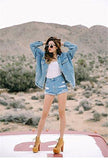 Fashion Lapel Long Sleeve Loose Casual Button Bf Denim Jacket Cowboy Coat