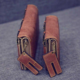 Dreambox Retro Denim Sewing Zipper Clutch Bags Multicard Bifold Wallet