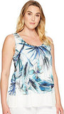 Plus Plus Size Tropical Sheer Hem Tank Top Print Tank Top