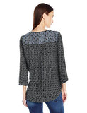 Mixed Print Peasant Blouse, Mikumi Medley Black, Large