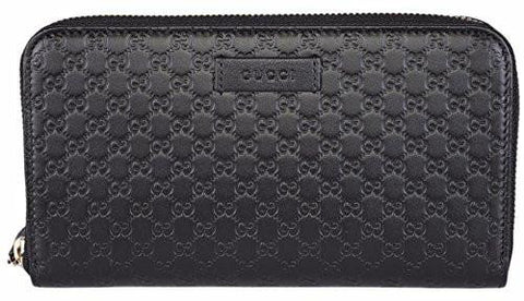 Leather Micro Gg Ssima Zip Around Wallet Black