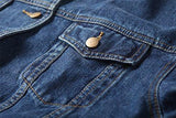Loose Blue Washed Pocket Button Boyfriend Denim Jacket Coatschest 41 Blue