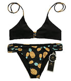 Sherry007 Printed Cut Out Bikini Halter Racerback Swimsuit Beachwear228Blackmedium