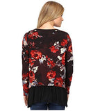 Painted Rose Sheer Hem Top Print Shirt