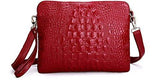 Crocodile Clutch Messenger Bags Handbags Genuine Leather Solid Shoulder Burgundy Color