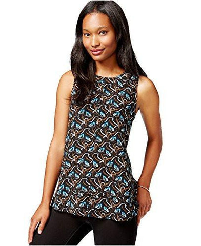 Maison Jules Sleeveless Tiered Printed Shell Top Large, Black Combo