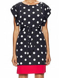 S Boat Neck Dot Print Sheath Dress Black 16