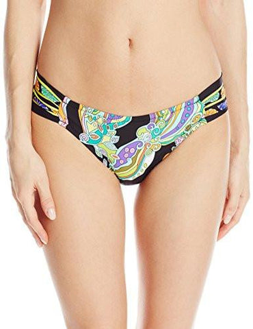 Sea Garden Shirred Side Hipster Bikini Bottom Black 10