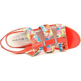 Johane Open Toe Casual Fabric Wedged Sandals, Pink, Size 5.5