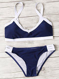 Sweatyrocks Contrast Trim Bathing Suit Padding Cutout Bikini Swimsuit Small Navy