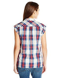 Drop Shoulder Plaid Muscle Shirt, Peacoat, Large