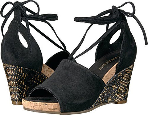 Aerosoles Spring Plush Wedge Sandal Black Suede 11 M Us