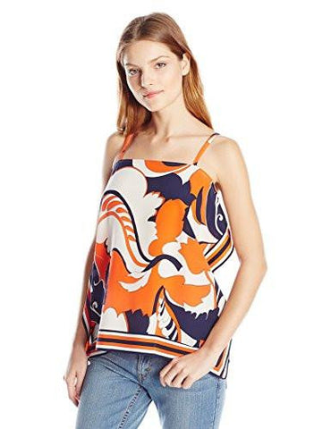 Kaelyn Biarritz Botanical Silk Crepe De Chine Cami Coral Small