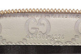 Mystic White Leather Gg Ssima Mini Zip Around Coin Purse