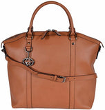 Leather Gg Charm Convertible Large Dome Handbag Tan