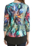 Floral Canvas Contrast Hem Top Print Shirt