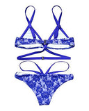 Mooskini Sexy Lace Halter Padded Push Up Bikini Set Twopieces Swimsuit S Blue
