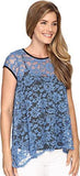 Blue Lace Flare Top Blue Blouse Sm