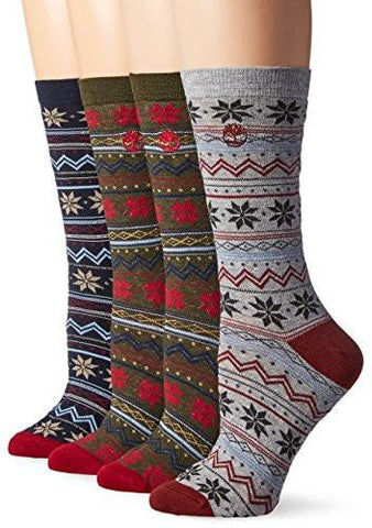 Vintage Style Crew Sock 4Pack Assorted Forest Nightnavylight Grayforest Night One Size
