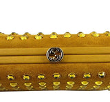 Broadway Crystal & Suede Evening Clutch Bag 310005 Yellow