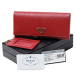 Wiberlux Prada Triangle Logo Flap Front Real Leather Wallet One Size Red