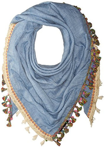 Catalunya Tassel And Pompom Scarf Denim One Size