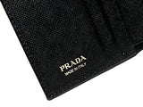 Wiberlux Prada Metal Logo Detail Flap Real Leather Mini Wallet One Size Black
