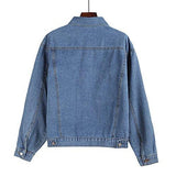 Dasior Basic Full Sleeve Pockets Button Denim Jacket Coat L Blue