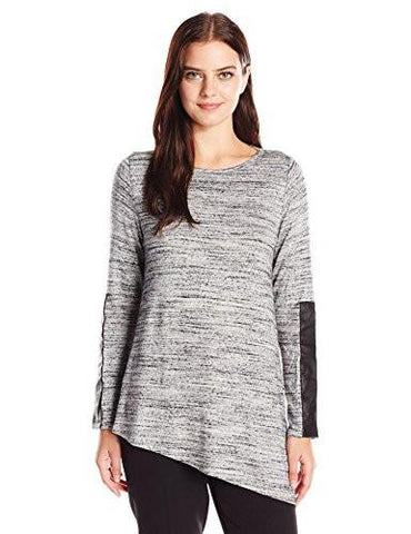 Asymmetrical Knit Top, Light Gray, M