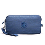 Sumcoa Multipurpose Canvas Casual Waterproof Nylon Wristlet Clutch Bag Handbag Zipper Purse Cell Phone Money Pouch Wallet Denim Blue