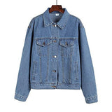 Dasior Basic Full Sleeve Pockets Button Denim Jacket Coat L Blue