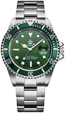 Green Dial Rotatable Bezel Sapphire Glass Luminous Hand Quartz Stainless Steel Watches