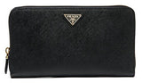 Wiberlux Prada Gold Triangle Logo Detail Ziparound Long Wallet With Pencil One Size Black