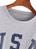 Sweatyrocks Letter Print Crop Tops Summer Short Sleeve Tshirt Grey M