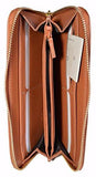 Denim And Leather Zip Around Wallet Clutch Bluetan