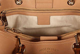 Leather Handbag Shopping Bag Purse Bamboo Beige