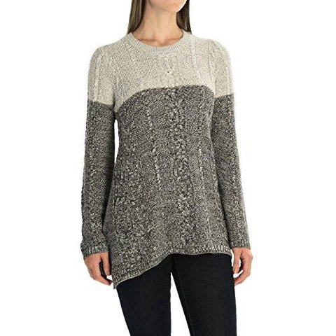 Fisherman CableKnit ALine Sweater Medium, Black Combo