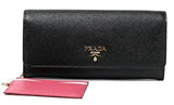 Wiberlux Prada Metal Logo Detail Contrast Interior Long Wallet One Size Black_Pink