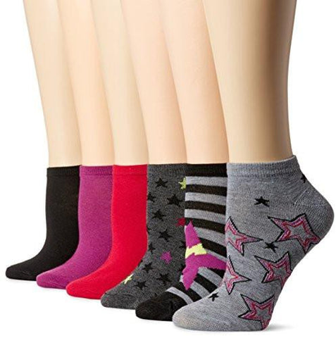 Star And Lightning Low Cut Socks 6 Pack, Grey Heather, 911
