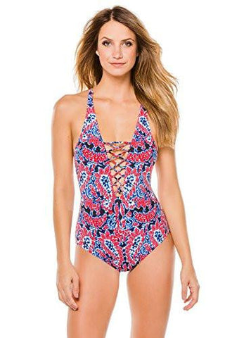 Michael Michael Kors Angelina One Piece Plunge Swimsuit Red Blaze 10