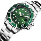 Green Dial Rotatable Bezel Sapphire Glass Luminous Hand Quartz Stainless Steel Watches